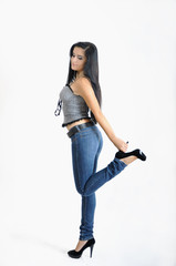 beautiful model posing in high heels