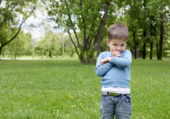 Portrait of a little boy outdoors