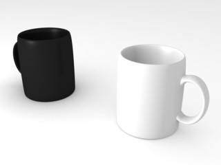 black and white cups or mugs