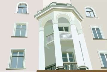 Obraz premium 1 image facade of house with white columns