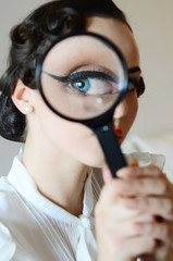 Blue eye in magnifier