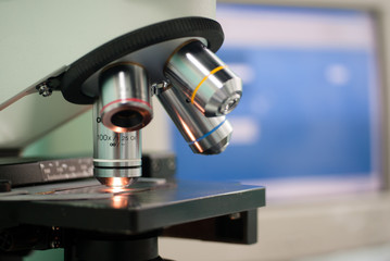 Microscope in lab