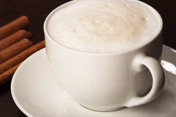 cappuccino on dark table