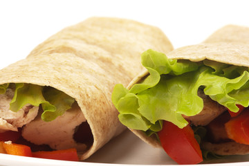 two chicken wraps