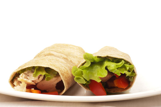 two chicken wraps