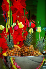 pineapples in a bar at fair in barcelona