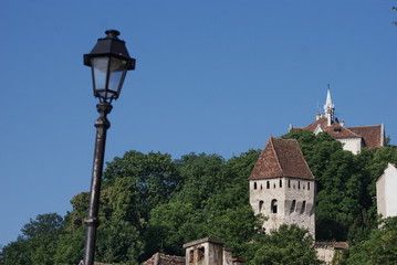 view over the old tower of tailors, Sighisoara, Transylvania