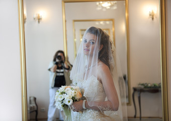 The bride in a veil