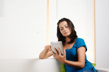 woman using a tablet PC