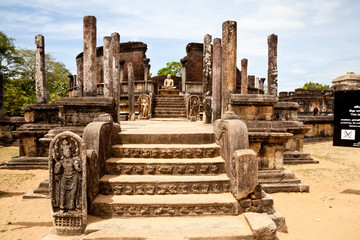 ancient vatadage (buddhist stupa) in polonnaruwa, sri lanka