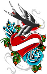 sparrow heart emblem - 35534065