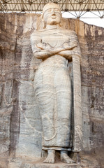 ancient buddha statue, polonnaruwa, sri lanka