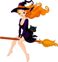 Witch riding a broom