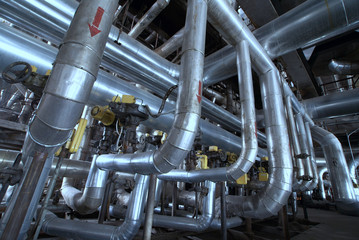 Industrial zone, Steel pipelines, valves and ladders