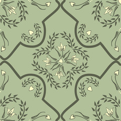 Vintage vector seamless pattern with floral motifs