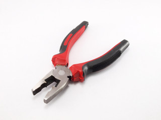 Black and red pliers with isolated on the white background