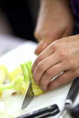 Cuisine, cuisinier, cuisiner, découpe, légumes, mains