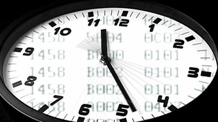 binary code in the background of clock - Powered by Adobe