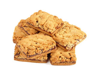Appetizing biscuits with jam isolated on a white background