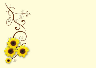 sunflowers cream background