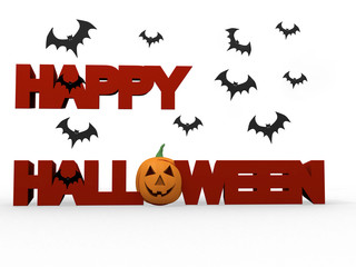 Happy halloween lettering with graphic of fiery pumpkin