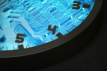 clock and circuit board as the background