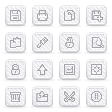Document web icons on gray buttons, set 1.