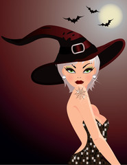 Halloween sexy witch, vector illustration