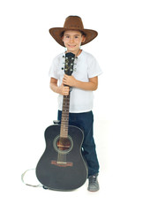 Boy with cowboy hat and guitar