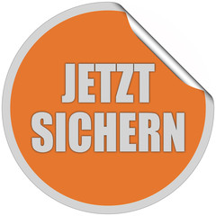 Sticker orange curl oben JETZT SICHERN