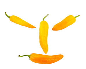 Smile orange  chili pepper isolated on white