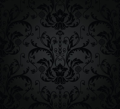 Charcoal seamless floral wallpaper