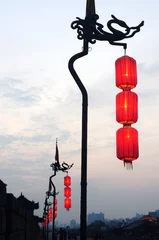 Wandcirkels aluminium Red lanterns © bbbar