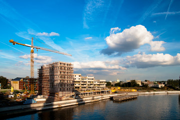 Construction site on the bank of the river