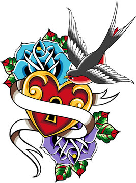 heart classic bird emblem