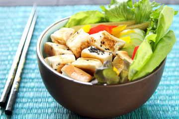 Tofu salad with black sesame