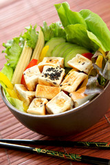 Tofu salad with black sesame