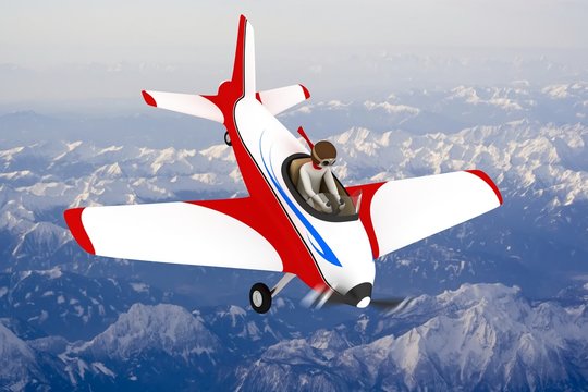 3d man going down with plane