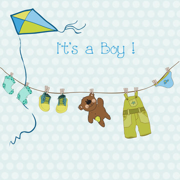 Baby Boy Shower or Arrival Card with place for your text in vect