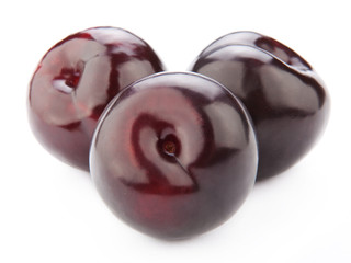 Plum fruit isolated on white background.