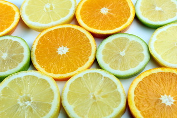 Fototapeta na wymiar Lime , orange, and lemon slices