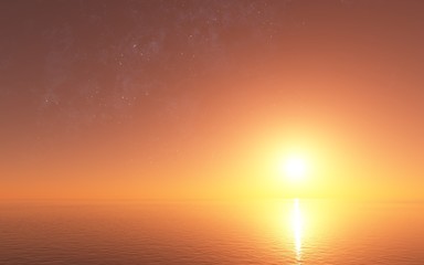Fototapeta na wymiar Sunset over calm waters