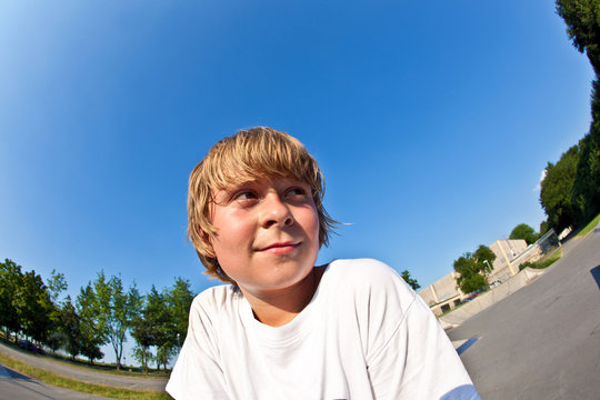 young boy at the skate park