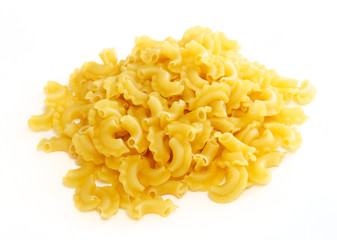 dried italian pasta on white background