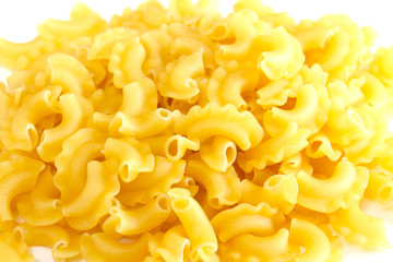 dried italian pasta on white background