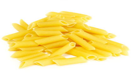 dried italian pasta on white background