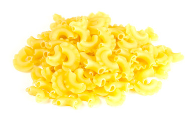 dried italian pasta on white background