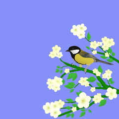 bird on a twig flowering © mtmmarek