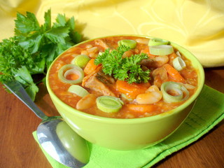 stew with white beans, meat and vegetables