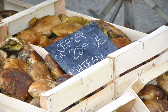 Marktstand mit Datteln auf Marktplatz von Eauze Midi-Pyr&eacute;n&eacute;es Ar